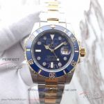 EW Factory Rolex Submariner Date 40mm Swiss 3135 Automatic Watch - Blue Dial 2-Tone Oyster Band
